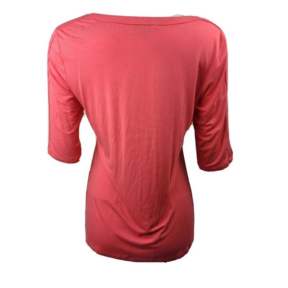 Cable & Gauge Top Womens Size L Large Solid All Pink Cold Shouder V Neck - Picture 3 of 7